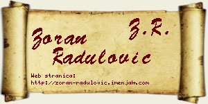 Zoran Radulović vizit kartica